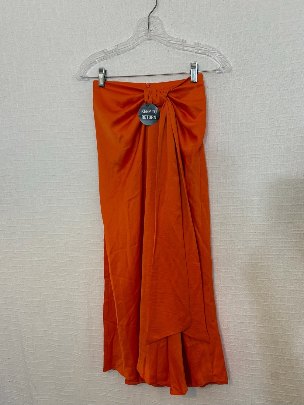 Women's Orange Draped Midi Skirt